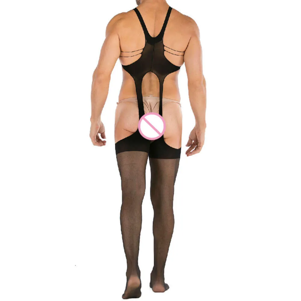 Nuovi uomini S Pama con apertura sul cavallo Lingerie uomo adulto tuta nera bodystockings biancheria intima maschile tuta esotica abbigliamento sexy