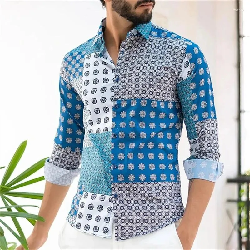 Chemises décontractées pour hommes Mode Printemps et été Chemise à revers à manches longues Sports Loisirs Outdoor Street Pographie Qualité Soie Matériel Plus