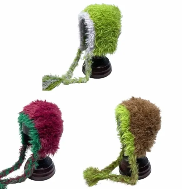 Bérets Bonnet tricoté pour étudiants adultes coupe-vent hiver fait à la main en peluche couleur assortie garder au chaud ski cyclisme