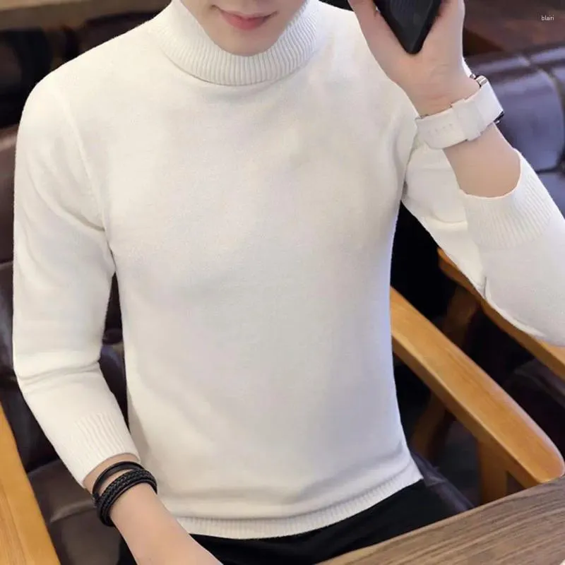 Men's Sweaters Solid Color Knitting Tops Turtleneck Sweater Winter Warm Knitted Pullover Jumper With Fleece Lining For Autumn