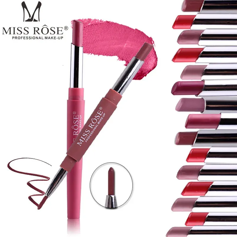 Lippenstift MISS ROSE Doubleended Pen Multifunktions-Lipliner Color Lasting Cosmetics Maquillajes DC08 231207