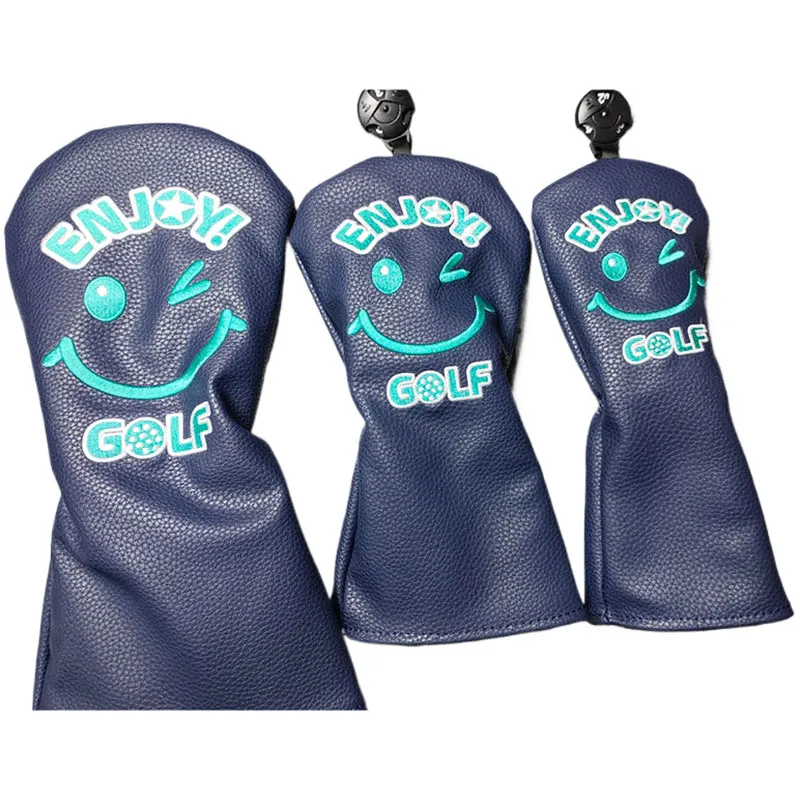 Clube de golfe headcover sorriso golfe madeira headcover para motorista golfe protetor capa de madeira noverty presentes bonitos