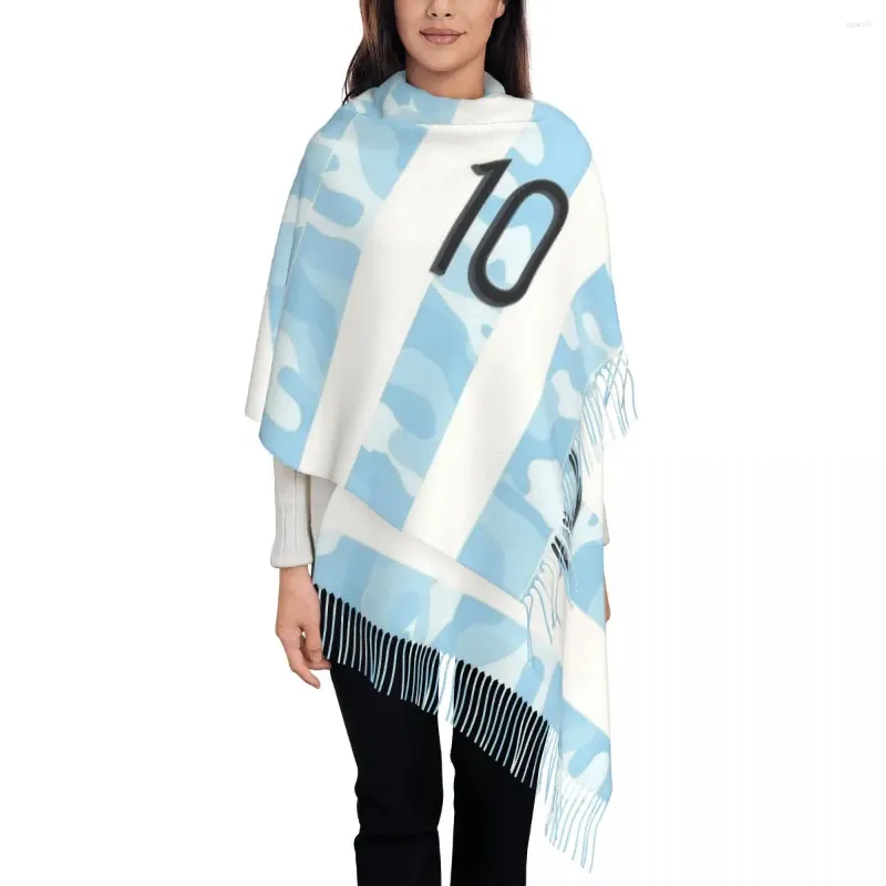 Lenços lenço feminino com borla 10 Argentina Futebol Futebol Champi em longo inverno outono xale e envoltório desgaste diário caxemira