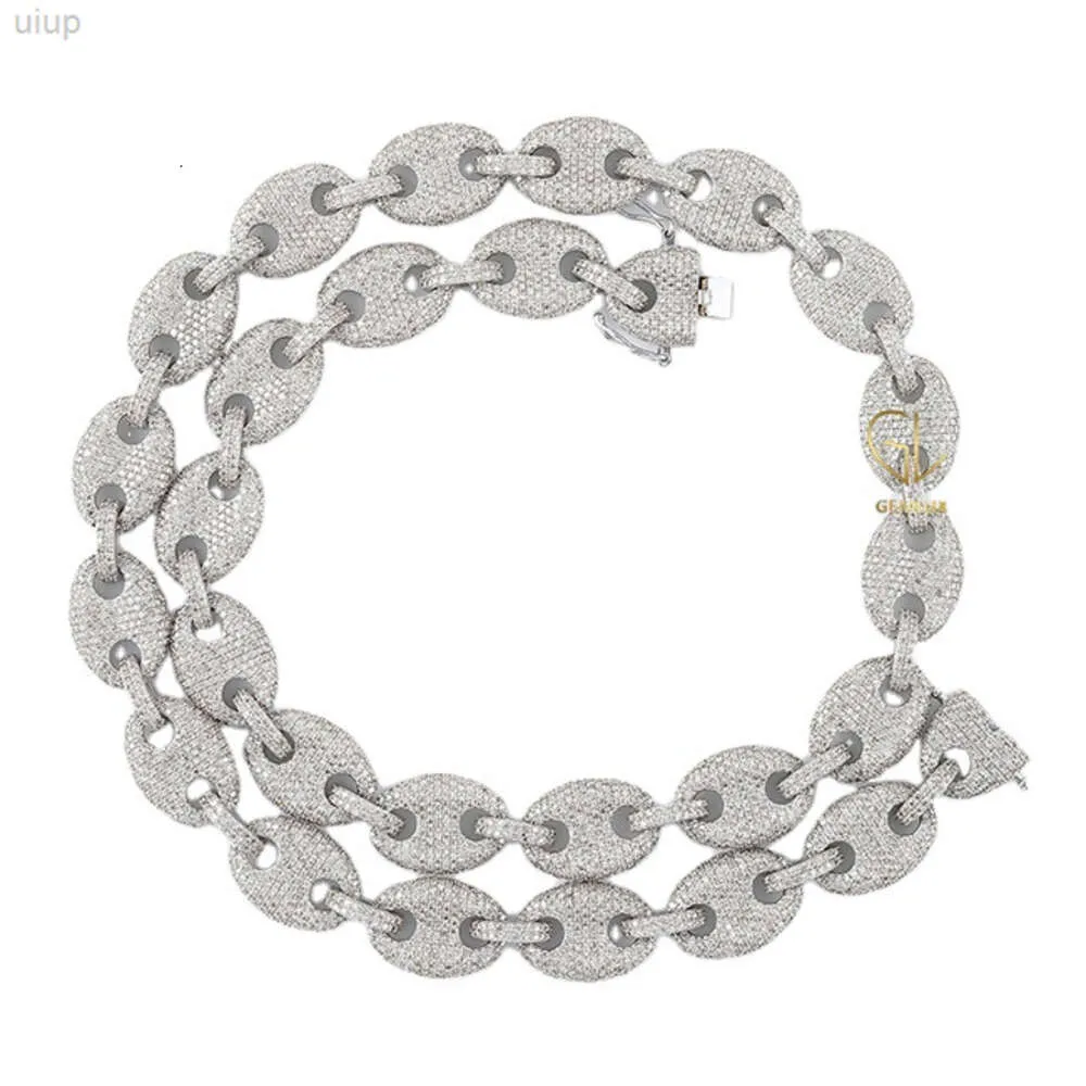 Luxury Fine Jewelry 925 Srebrny mrożony VVS MOISSANITE DIOND HIPHOP HIPHOP G-LINK Sain Basen Chunky Link dla mężczyzn