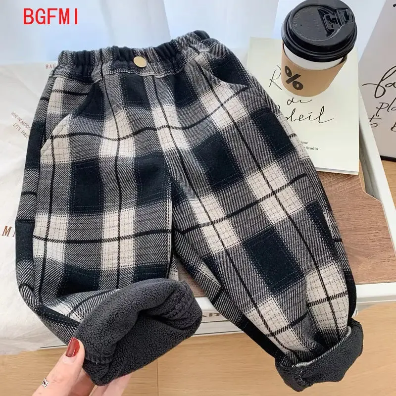 Trousers Winter Boys Thick Pants Kids Plus Velvet Warm Children Padded Cotton Long Autumn Casual Sports 2 10 Yrs 231207