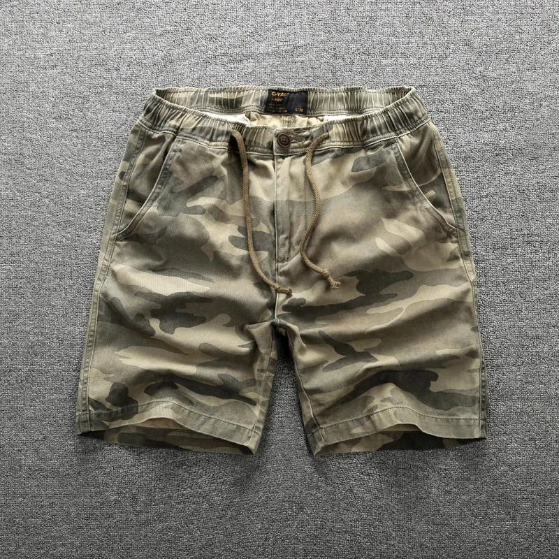 Pantaloncini da uomo Cargo estivo da uomo in cotone Casual militare tattico mimetico elastico in vita traspirante pantaloni a cinque punte taglie forti