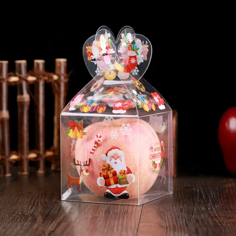 Christmas Decoration Gift Wrap Box PVC Transparent Candy Box Packaging Santa Claus Snowman  Boxes Party Supplies 4 Styles