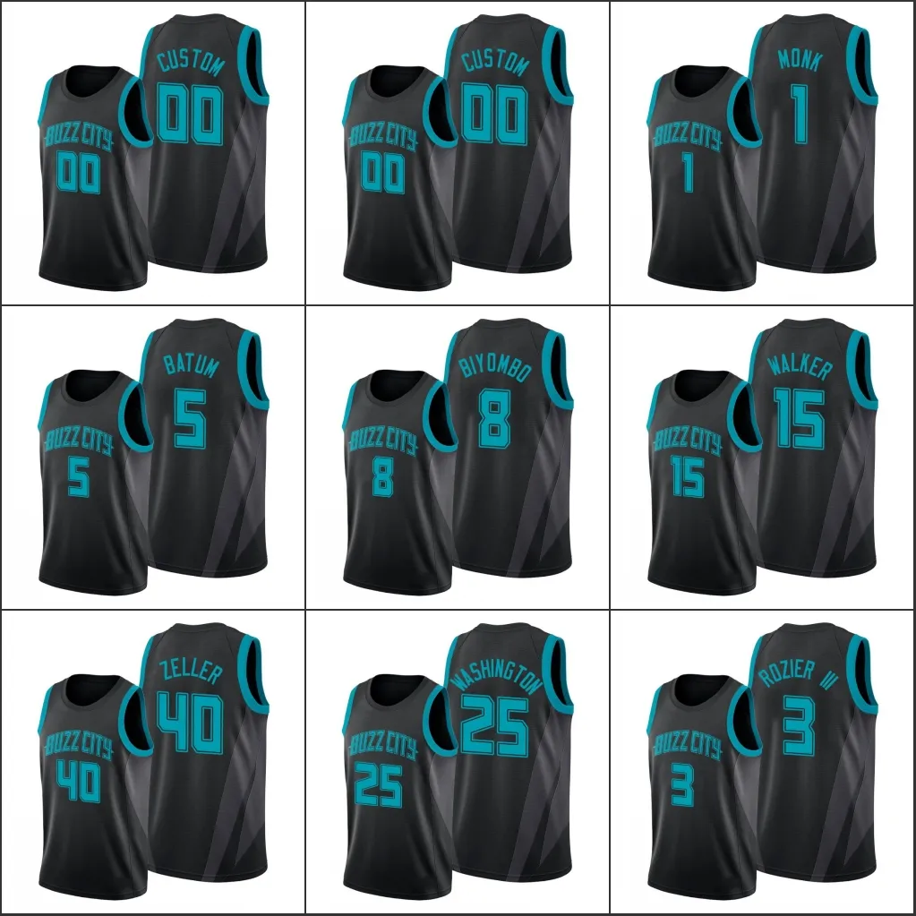 Charlotte''Hornets''Men Miles Bridges Terry Rozier III P.J. Washington''Cody Zeller Kemba Walker Black City''Custom Jersey