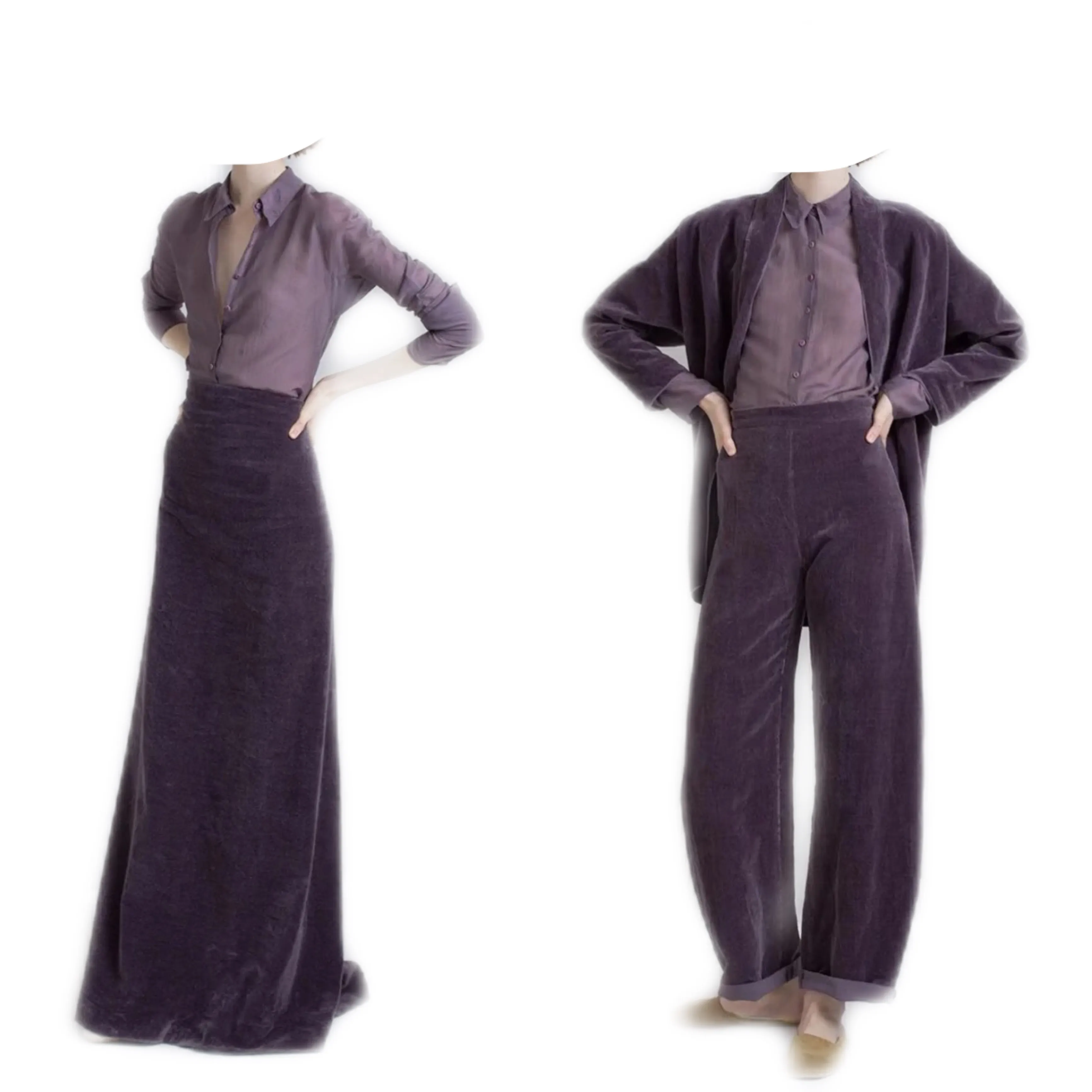 The *row /24 new smoked purple mulberry silk high waisted loose solid color commuting half skirt long skirt