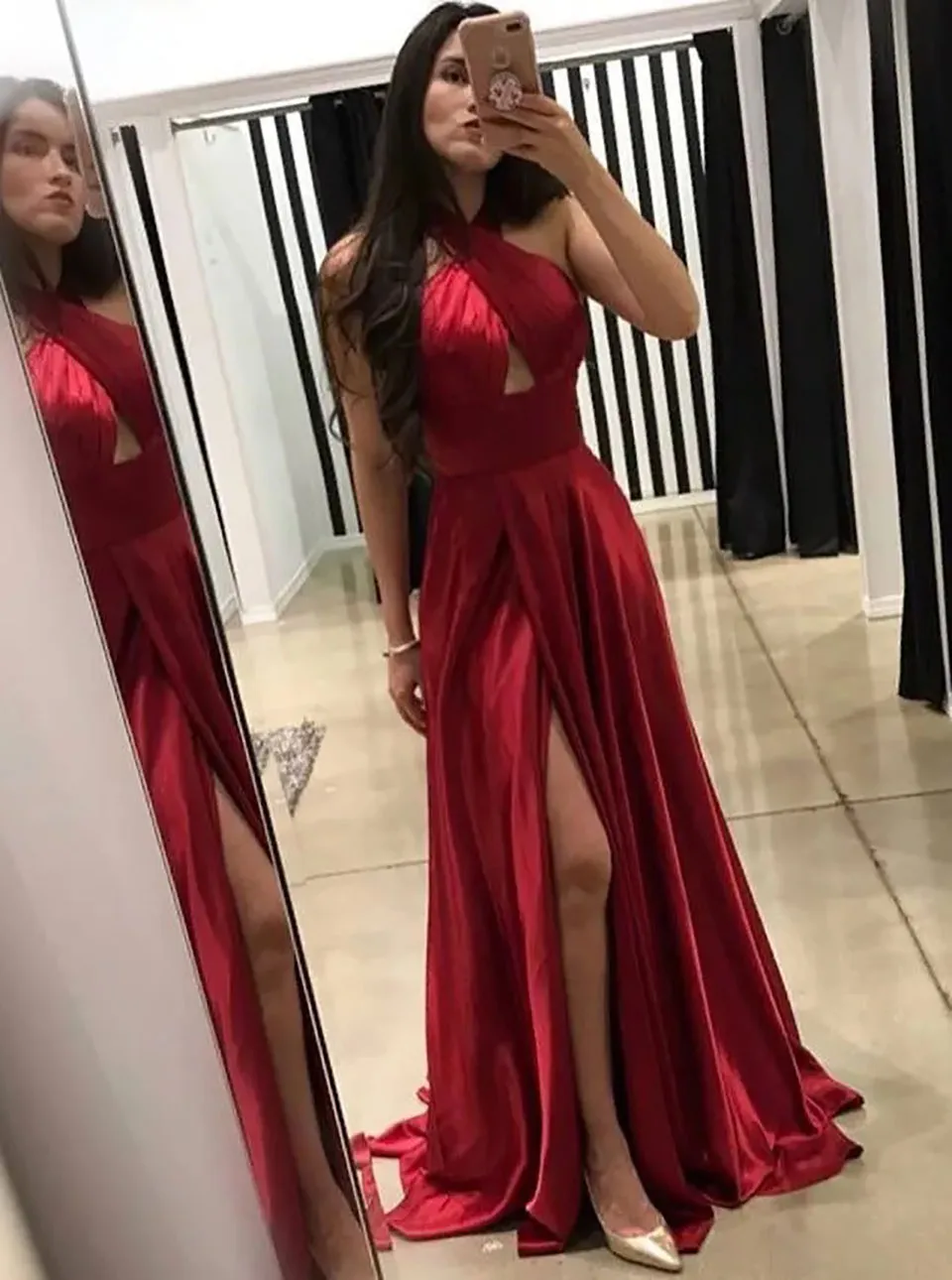 open lace back dress Amazing Elegant A Line Dark Red Satin Prom dress Girls Graduation Gown –  Siaoryne