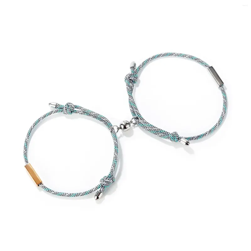 Braccialetti magnetici con design di nicchia per gioielli all'ingrosso in filo Braccialetti con coppia intrecciata con aspirazione cuore a cuore San Valentino