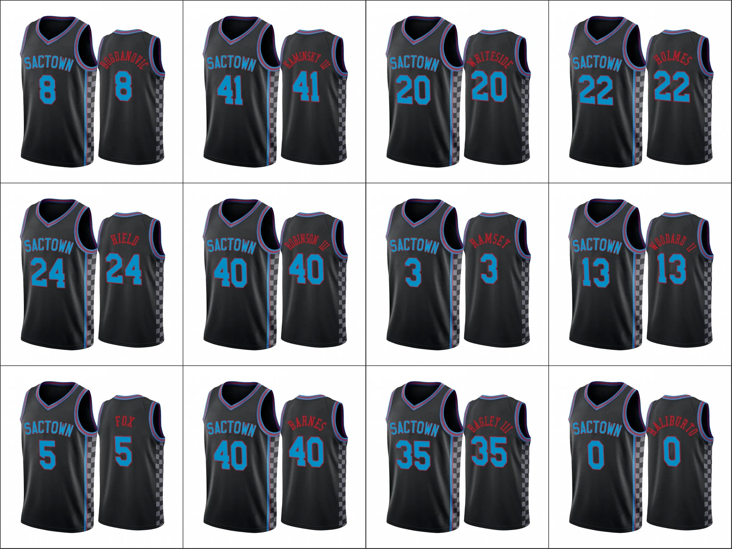 Sacramento''kings''men De'aaron Fox Buddy Hield Glenn Robinson III Nemanja Bjelica Black''city''edition''sactown Jersey