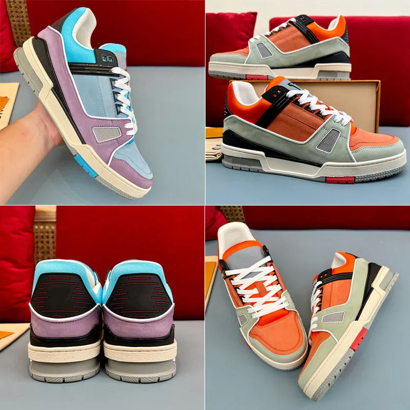 Baskets de créateurs Chaussures de planche à blocage de couleur Cuir de veau effet vintage Minimaliste polyvalent Élégant Bicolor Luxe Chaussures de sport décontractées