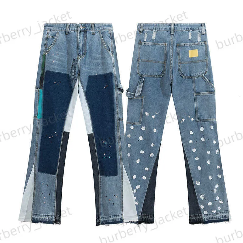 Дизайнерские галереи джинсы для мужчин Модные мужские дизайнерские джинсы с рваными джинсовыми брюками Роскошные хип-хоп потертые мужские и женские брюки Джинсы GP Galleryes Dept H1