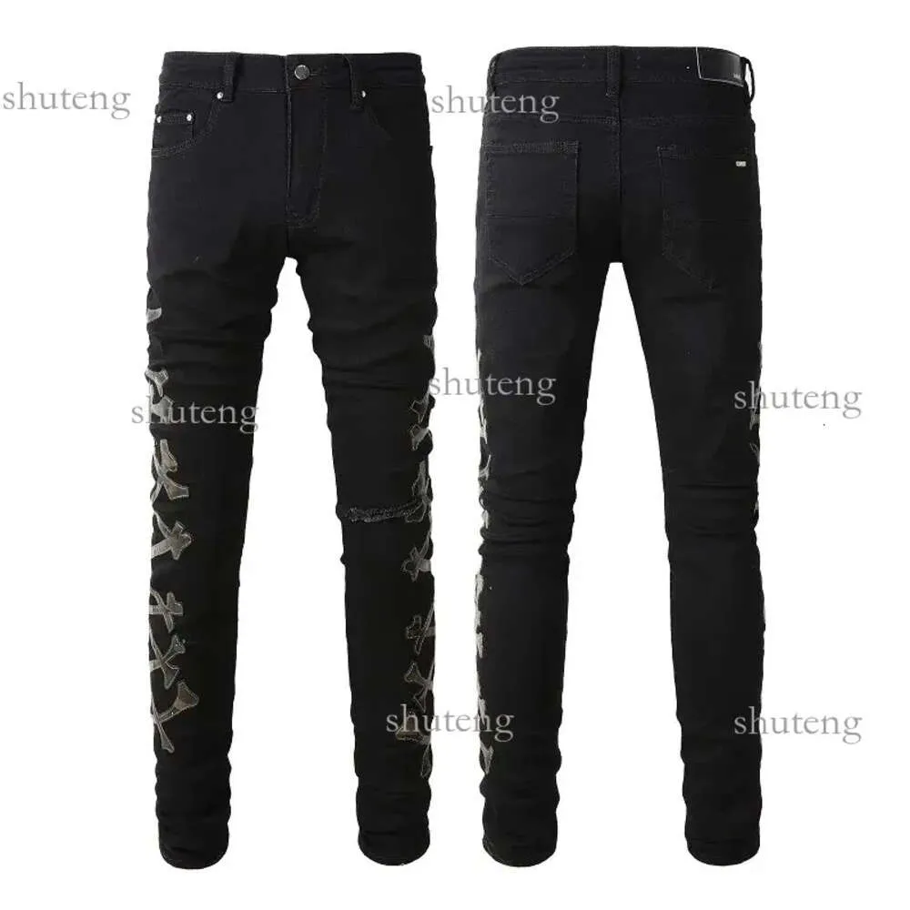 2023 NYA AMIRS HÄR MEN LUXURY DESIGNER DENIM JEANS HOLES TROUSERS Fashion Märke Jean Biker Pants Man Clothing Mens Womens Pants Jeans 386