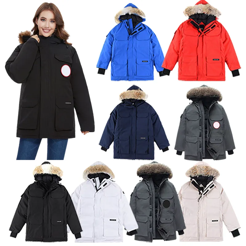 Vêtements de marque Top Quality Canada G08 Expedition Parka Manteau pour hommes Wolf Real Fourrure Femme Down Jacket Ladys Manteaux Outwear Chaud Haut de gamme Parkas avec badge XS-XXL