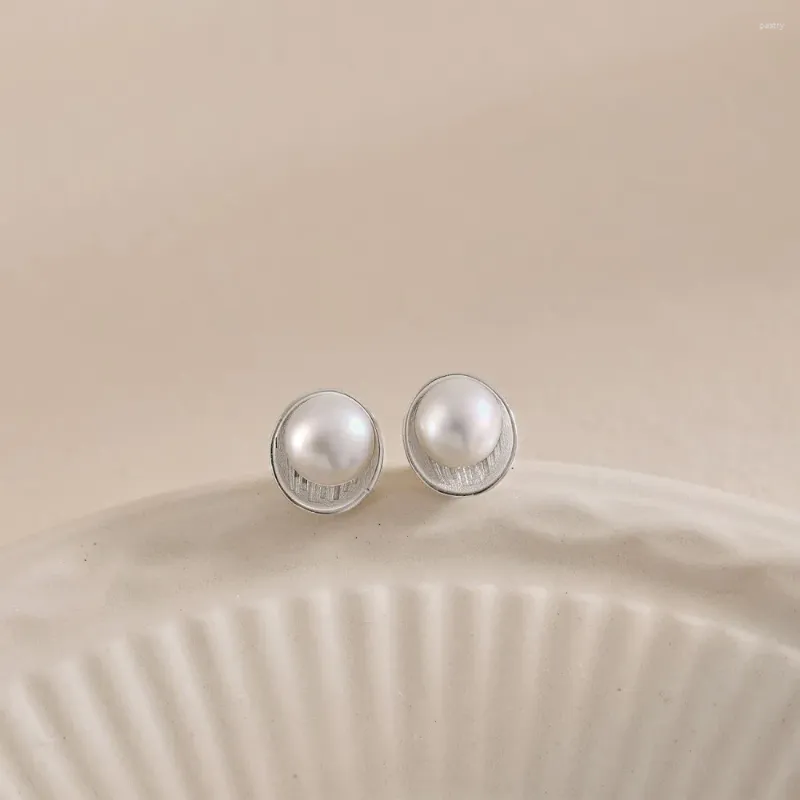 Stud Earrings Natural Freshwater Pearl Women S925 Sterling Silver Oval Earstuds Female Luxury Jewelry Design Girl Gift Party Banquet