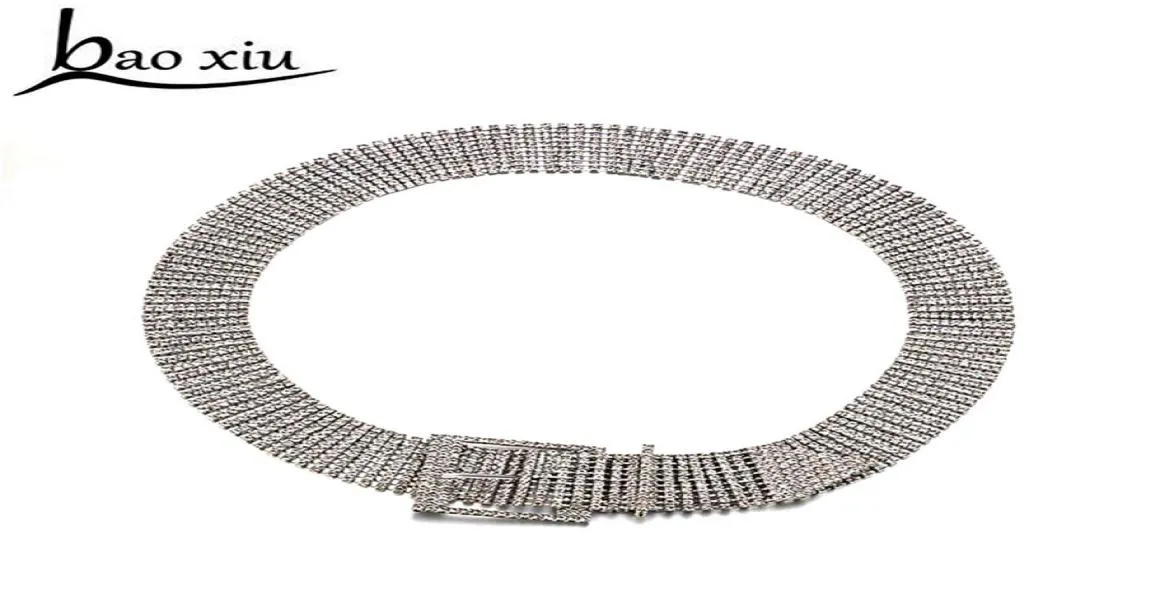 Mode Frau silber metall Gürtel Voller Strass kristall braut breite Gürtel Bauch Kette Gürtel Luxus coole Gürtel Dame Ceinture Femme S15652301