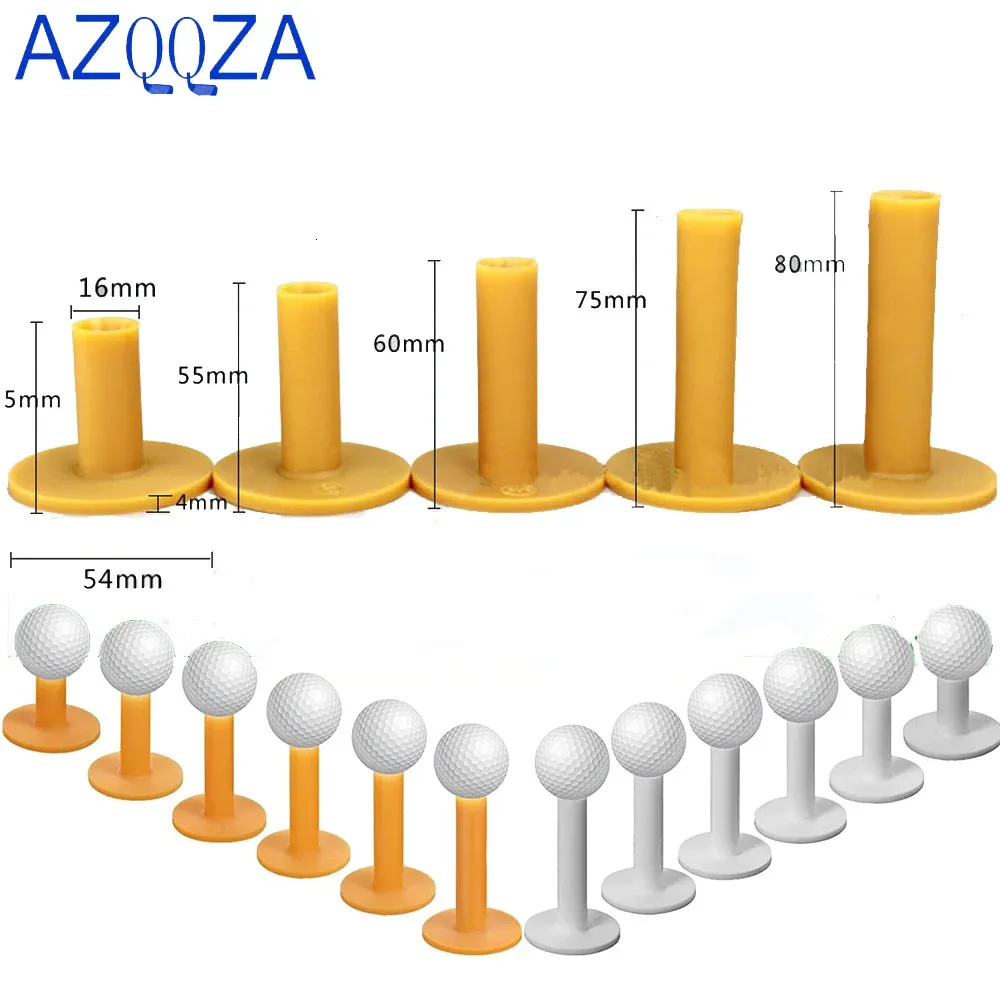 골프 티 10pcs/로트 고무 골프 티 옥외 스포츠 골프 연습을위한 40mm 70mm 80mm 운전 범위 골프 공 연습 액세서리 231207