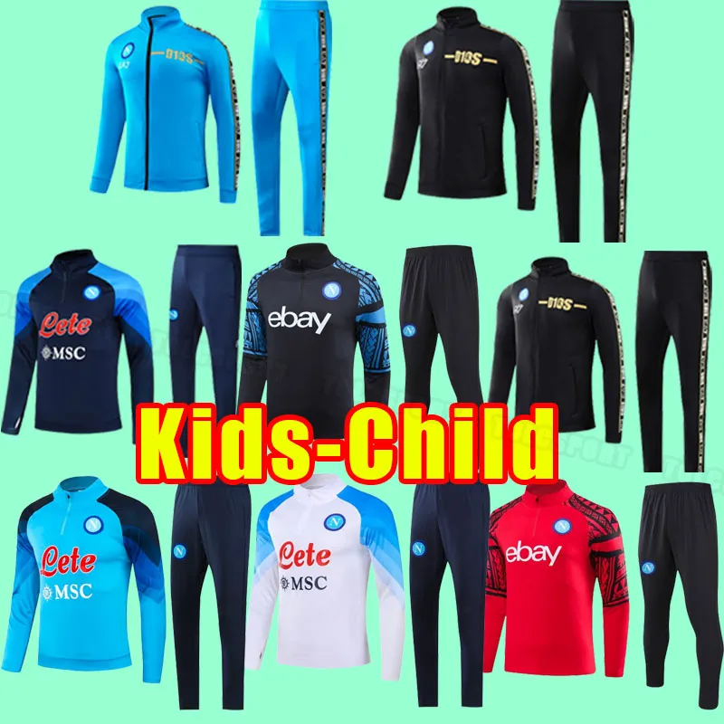 Barnbarn Maradona 23 24 Napoli Soccer Tracksuits 2023 2024 Zielinski Koulibaly Insigne Mertens Lozano Osimhen Hoodies Jacka Långärmad byxor Jacka