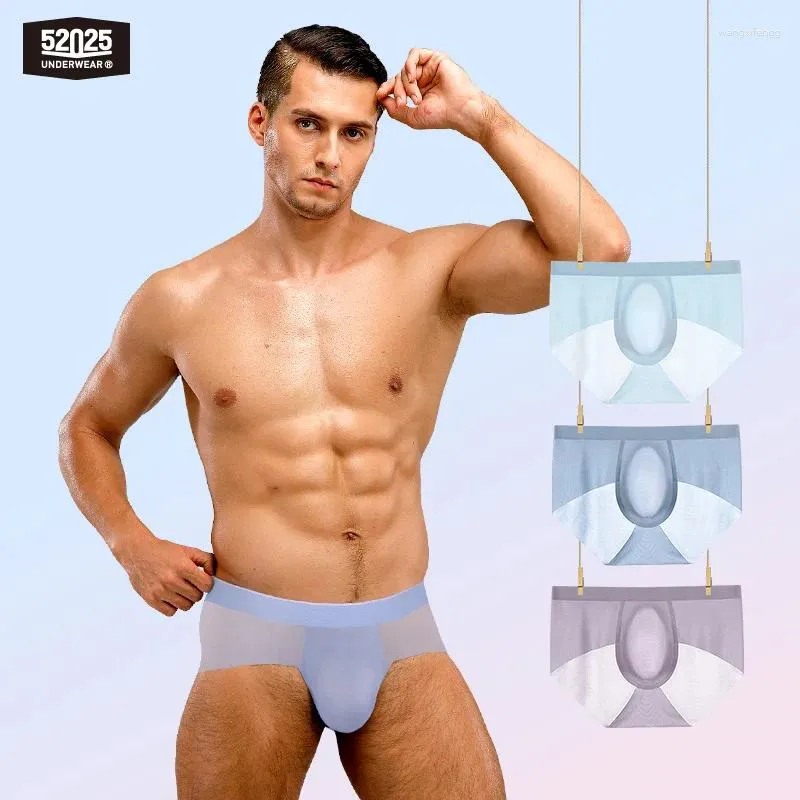 Mutande 52025 Slip in nylon da uomo Ultra-sottile Semi-trasparente Raffreddamento leggero Senza cuciture Confortevole Taglia unica Sottovesti Intimo Sexy