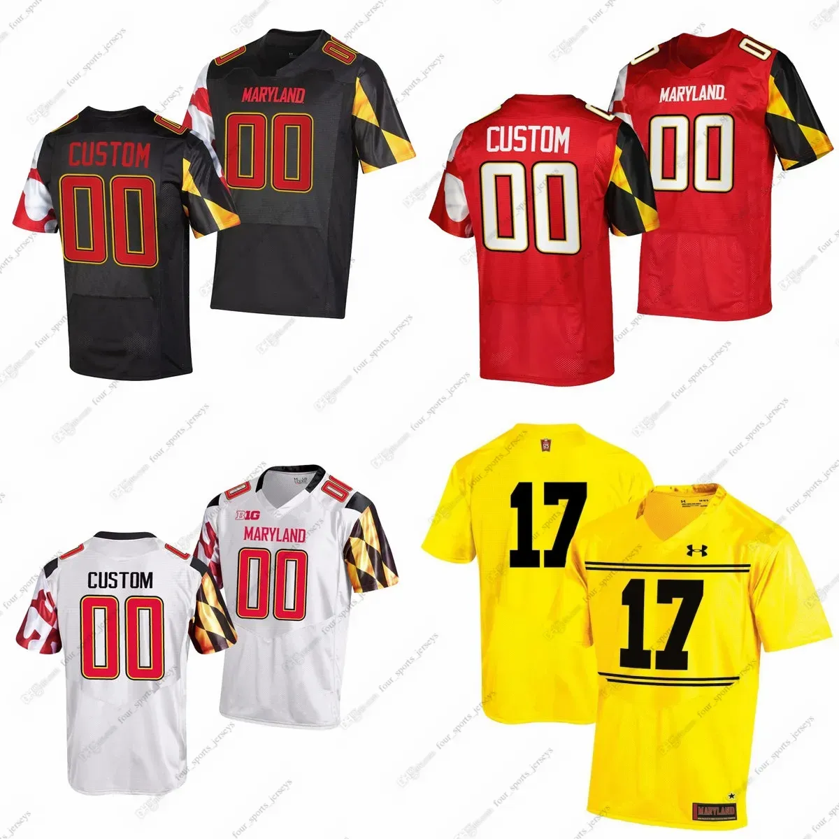 Anpassade NCAA Maryland Terrapins College Football Jerseys Fontus Fuller Johnson Owens Phillips Teague Wilmot Barham Brown Jr. Gotay Greeley Hy