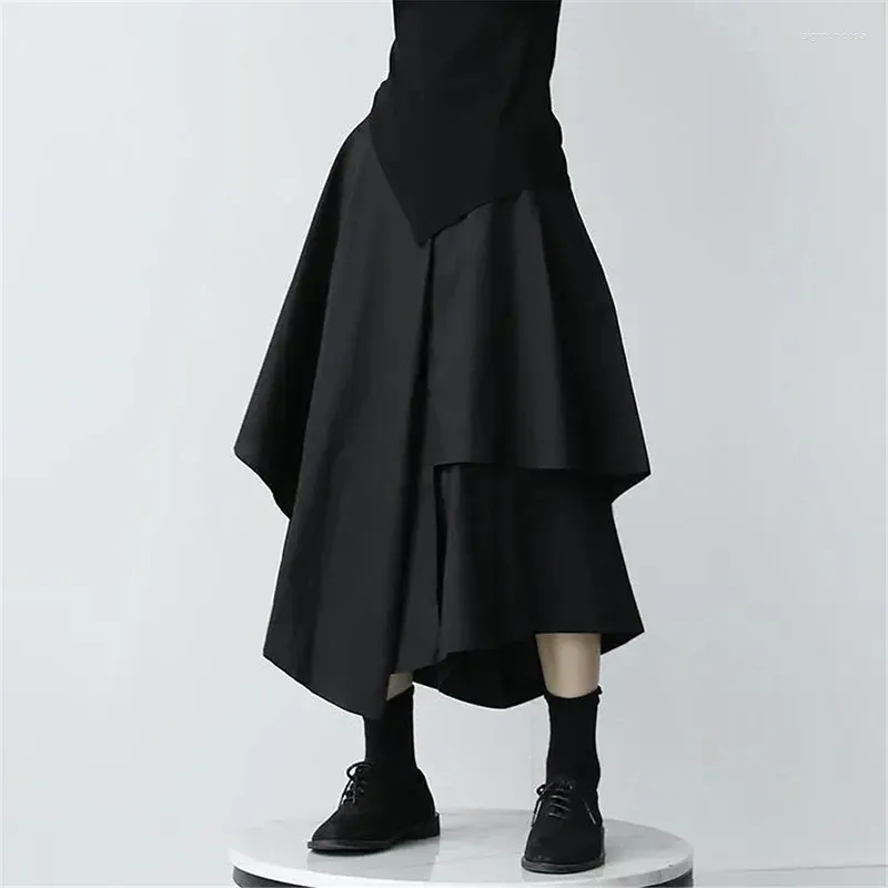 Kjolar gotiska oregelbundna kvinnor y2k hög midja last midi kjol harajuku vintage punk japansk svart veckad avslappnad en linje