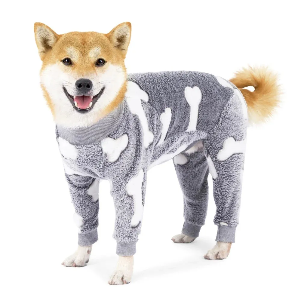 Hundebekleidung Winter-Overall-Kleidung Warme Fleece-Welpen-Pyjamas Haustier-Overall-Kostüme für kleine mittelgroße Hunde Französische Bulldogge 231206