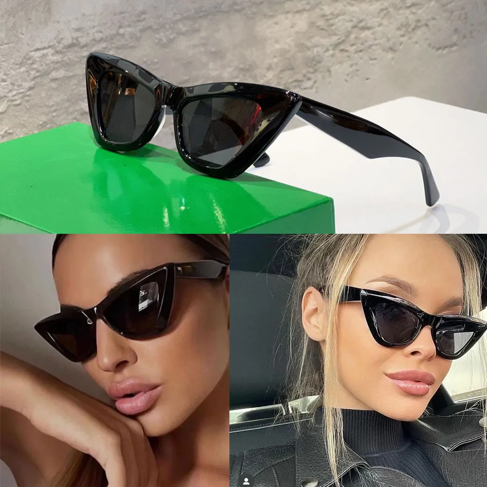 LOGO CAT EYE SUNGLASSES 513008 IN BLACK ACETATE WAVY FRAME