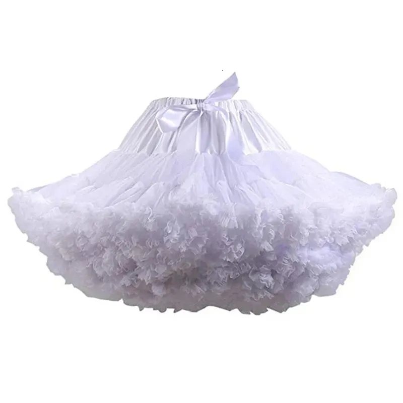 Skirts 4 Colors Women Lolita Cosplay Petticoat A-line Puffy Tutu Skirt Layered Ballet Pettiskirts Big Bowknot Underskirt 231207