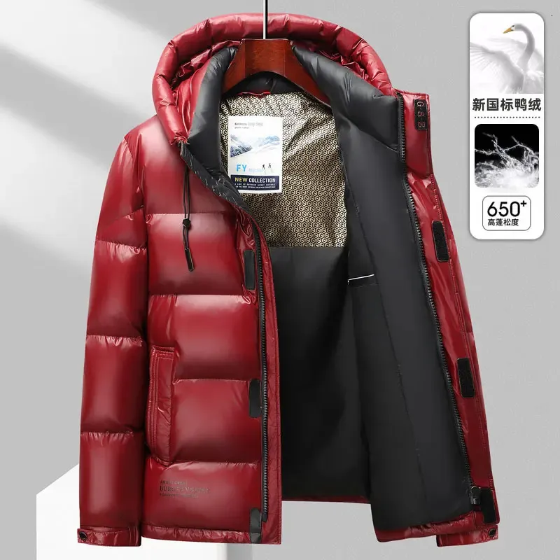 Men's Down Parkas 2023 Gloss Jacket Men Plush Winter Warm Jackets Windproof light 90 Duck Coat Male 231207