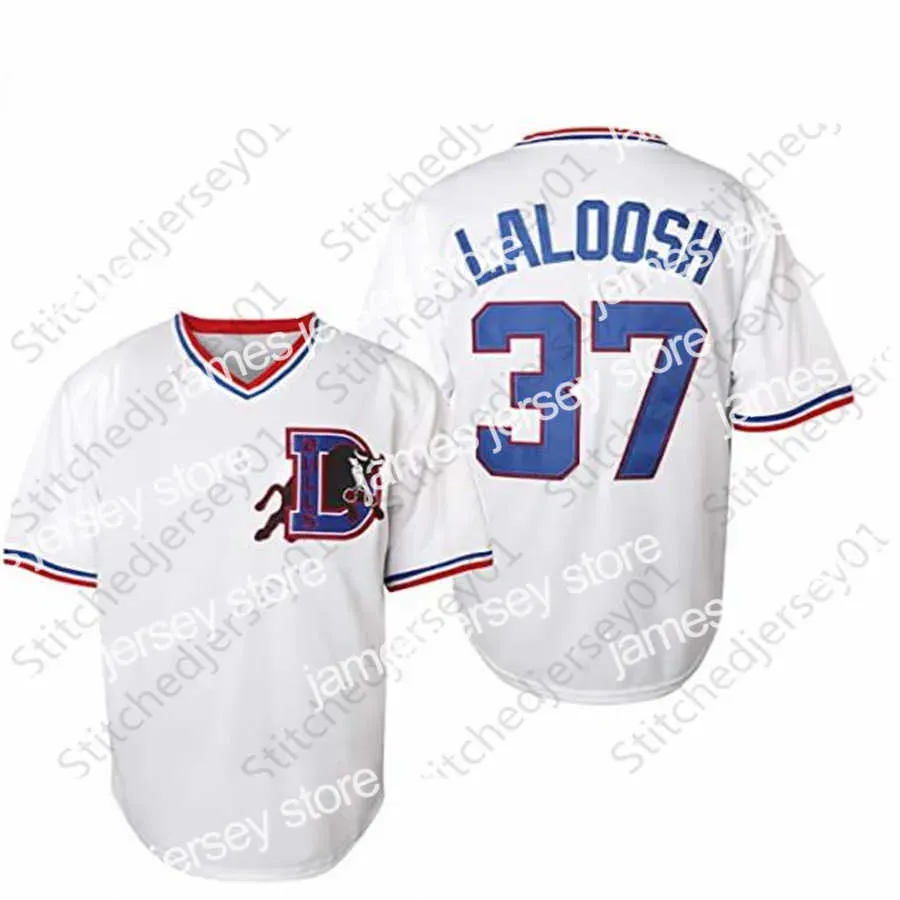 College Baseball nosi Bull Durham Nuke 'Laloosh 37 Crash Davis 8 Durham Movie Baseball Jersey White Stitch Męs Men Youth