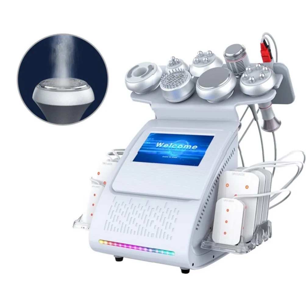 Máquina profissional de emagrecimento por cavitação ultrassônica 80K 9 em 1 vácuo RF radiofrequência equipamento de spa facial e corporal para aperto de pele