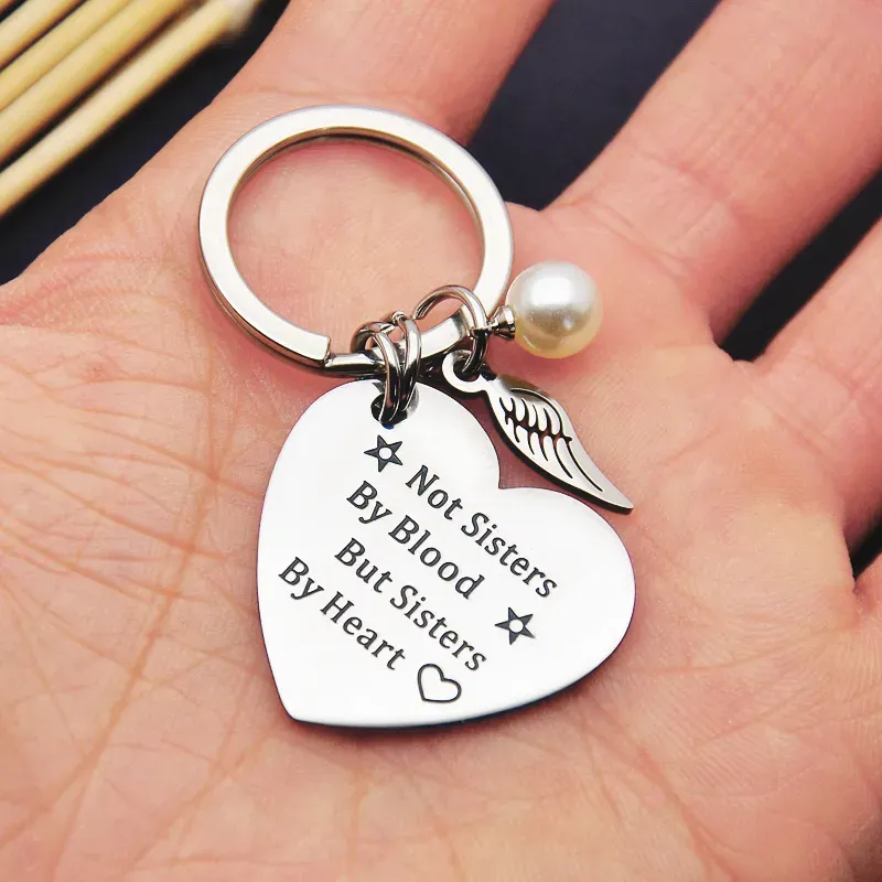 Stainless Steel Keychain Pendant A Sister Is God Way Of Making Creative Luggage Decoration Key Ring Birthday Party Gift 30MM