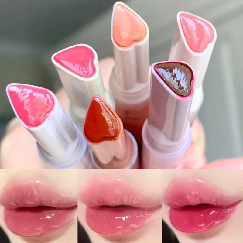 Lipstick Heartshaped Lip Glaze Jelly Mirror Waterproof Nonstick Cup Gloss Clear Makeup Lasting Moisturizing Pen 231207