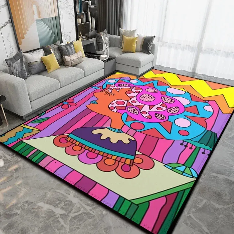 Tapis grande surface Art abstrait dessin animé salon chambre chevet Tapis de sol doux IG canapé Table basse Tapis en peluche Tapis 231206