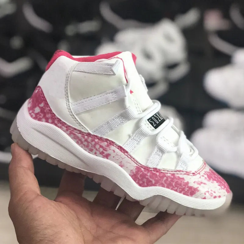 Jumpmen 11 11s Kids Basketball Shoes Cherry Pink Snakeskin Concord UNC Cool Grey Bred Space Jam Gym red Boys Girls Trainers Sports Sneakers Childrens