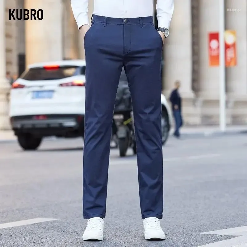 Herenbroek KUBRO 2023 Herfst Katoen Klassiek Zakelijk Mode Stretch Blauwe Broek Mannelijke Merkkleding Zomer Dun Casual pak