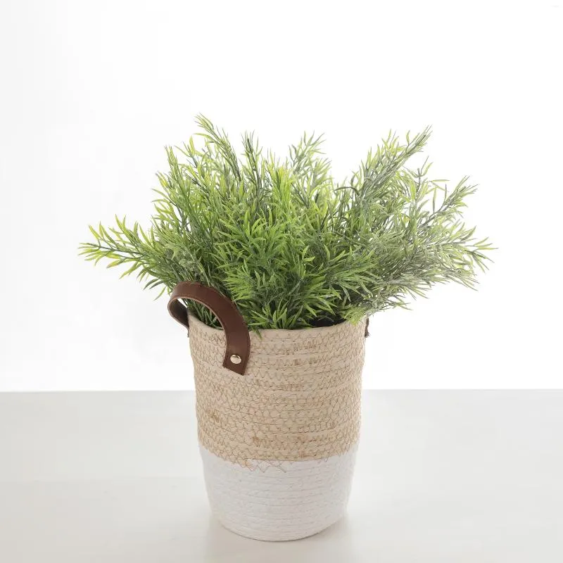 装飾的な花緑の植物アスパラガスグラス人工ローズマリーフェイクフィットフォーホリデーウェディングウィンターホームガーデンデコレーション2PCS