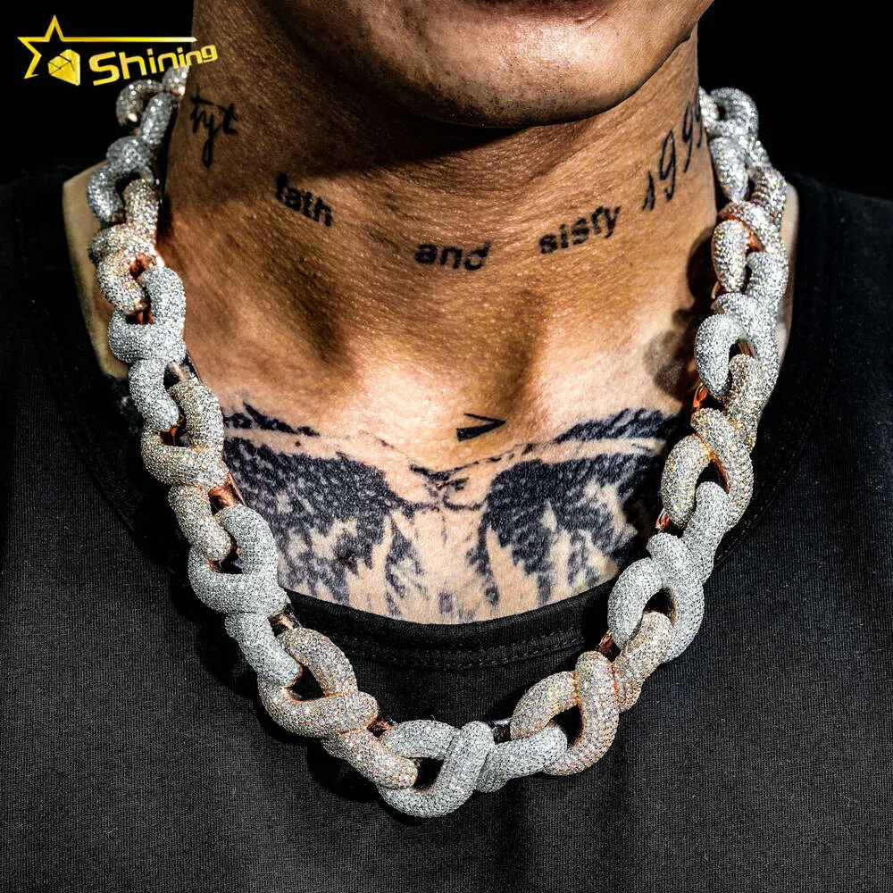 Luxur Design Anpassad 20mm Namn Clasp Miami Gold Necklace Hip Hop Jewelry Iced Out VVS Moissanite Cuban Link Chain