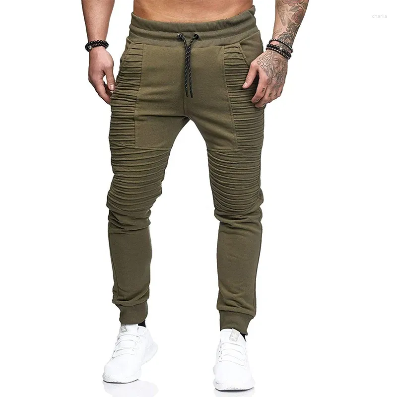 Pantaloni da uomo Autunno Inverno Hip Hop Uomo Casual Moda a righe Pencle Pans Homme Tinta unita Elastico in vita Pantaloni sportivi da uomo Pantaloni con lacci