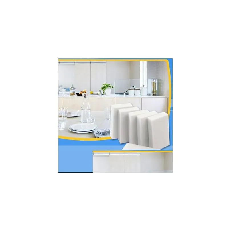 Sponzen Schuursponsjes 500 stks/partij White Magic Melamine Spons 100X60X20Mm Reinigingsgum Mti-Functioneel Zonder Verpakking Zak Huishoudelijk Dhgw4