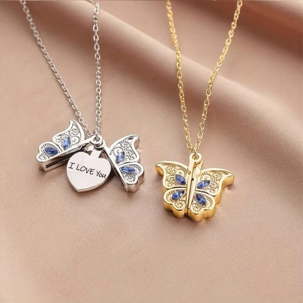 Classic 1pcs Fashion Open able Butterfly Pendant Necklace Lettering I Love You Romantic Proposal Valentine's Day Gift Jewelry