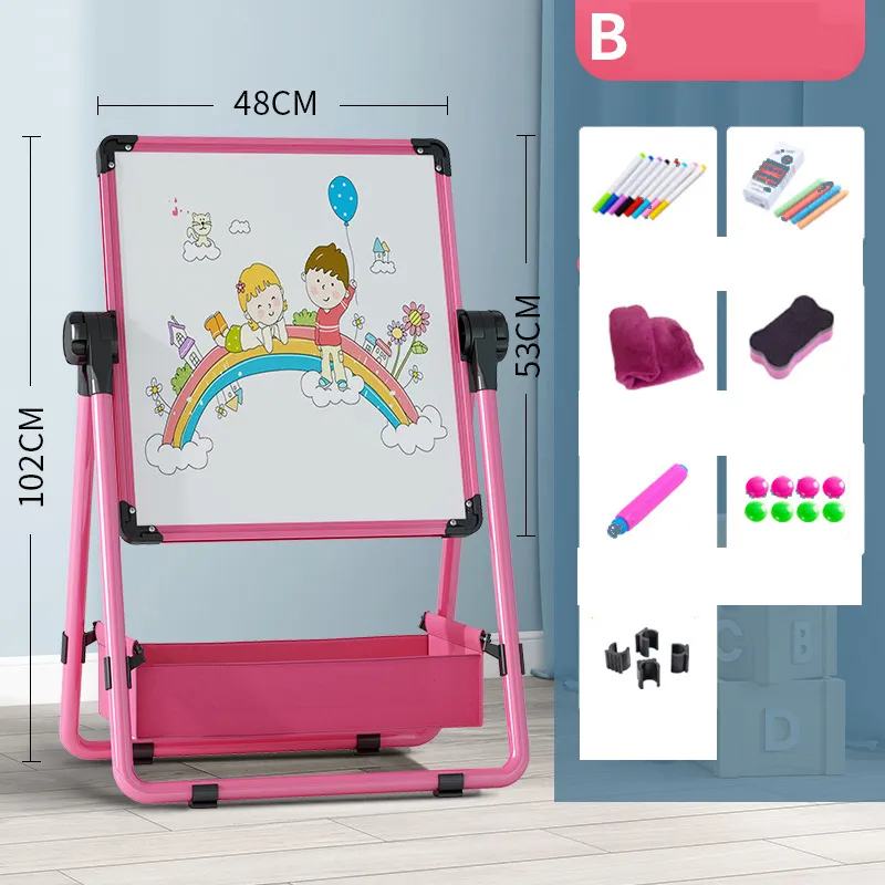 Doppelseitige Kunststoff-Magnettafel für Kinder, Whiteboard/großes Schreib- und Zeichenbrett für Kinder, Spielzeug mit Radiergummi/Kreide/Marker