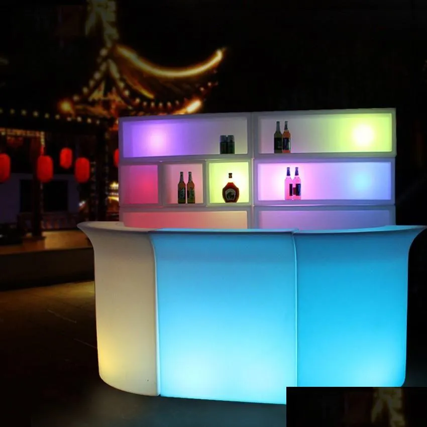 Mobilier commercial comptoir de bar LED lumineux étanche rechargeable Rundbar Bartresen couleur changeante Club serveur barres Disco Party Al Dhayh