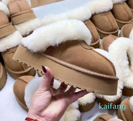 Platforma Tazz kapcie zimowe buty śnieżne prawdziwe owczą skórę ciepła