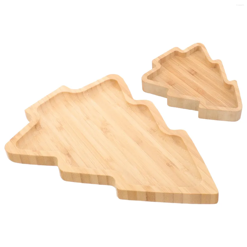 Set di stoviglie 2 vassoi per antipasti in legno Piatti di sashimi giapponese Piatto a forma di albero di Natale Sushi