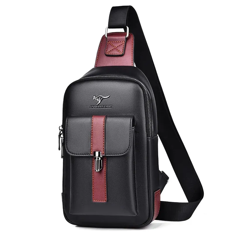 Taille Taschen Känguru Luxus Marke Mann Brust Tasche Leder Umhängetasche Für Männer Reise Sling Tasche Schwarz Braun Messenger Schulter Tasche männlichen 231207