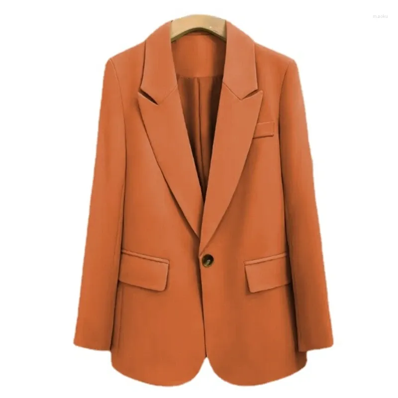 Ternos femininos elegantes blazers soltos ajuste formal blazer único botão casaco reto sólido manga longa roupas senhora do escritório