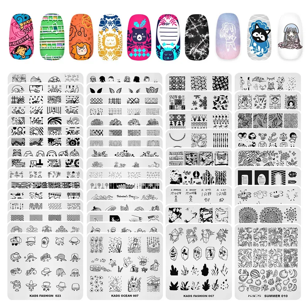 Stickers Decals 50pcs/set Nail Art Templates Stamping Plate Flower Animals Christmas Pattern Design Stamping Nail Art Image Stencil Plates 231202